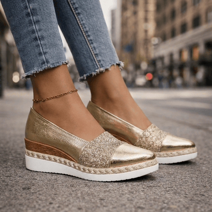 RITA™ | Baskets compensées glitter de luxe