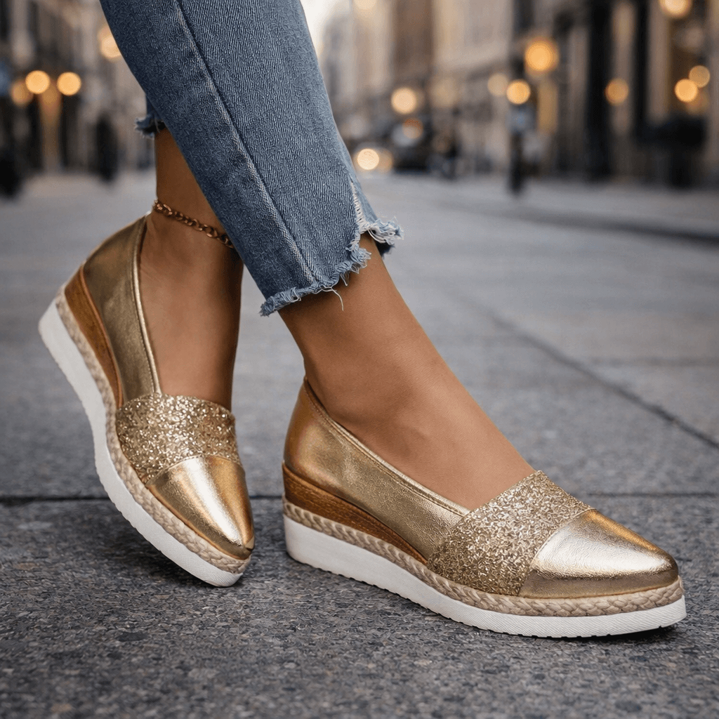 RITA™ | Baskets compensées glitter de luxe