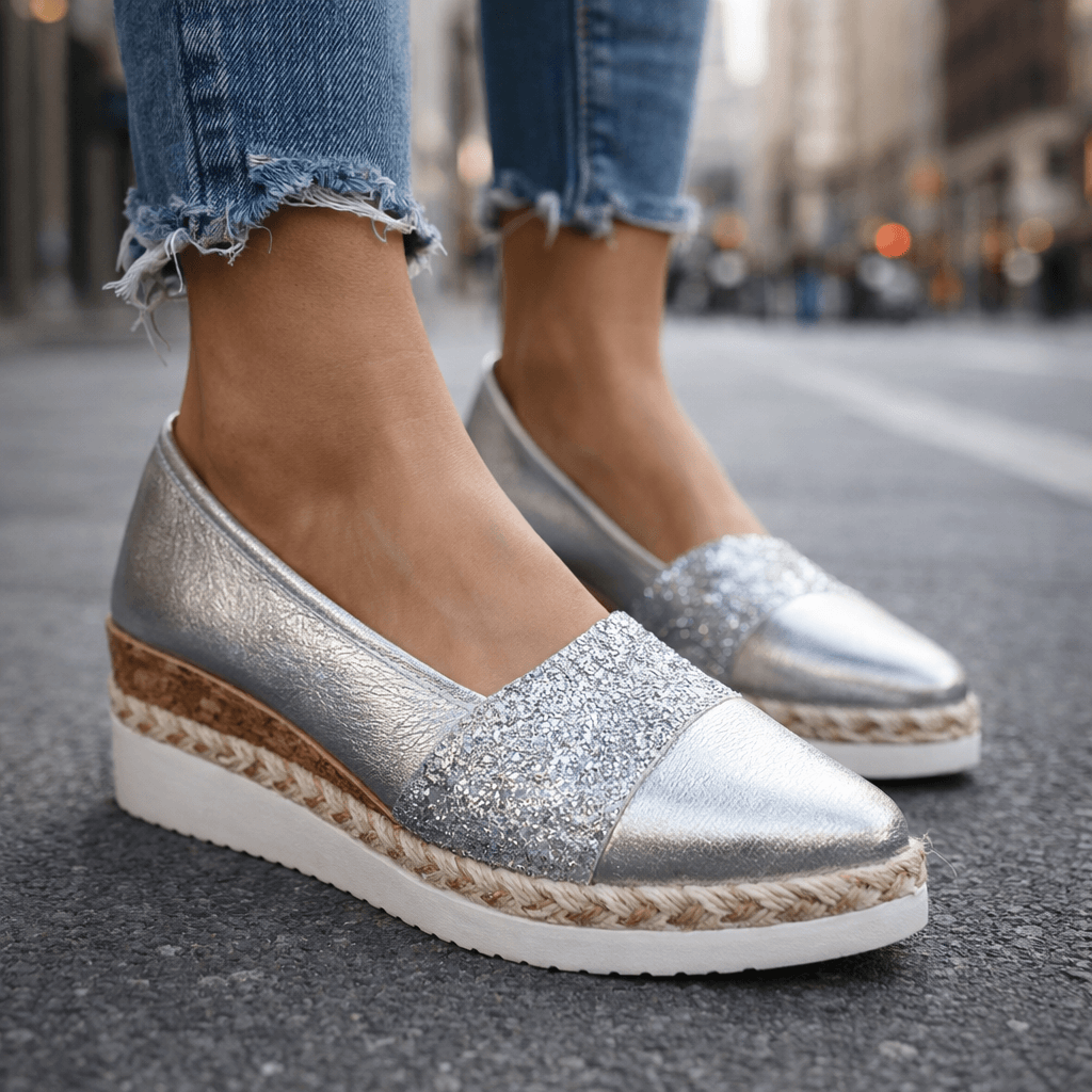 RITA™ | Baskets compensées glitter de luxe