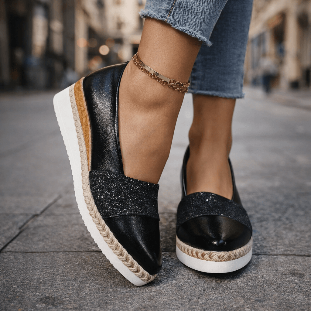 RITA™ | Baskets compensées glitter de luxe