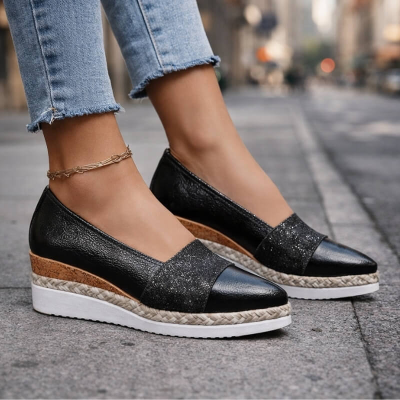 RITA™ | Baskets compensées glitter de luxe