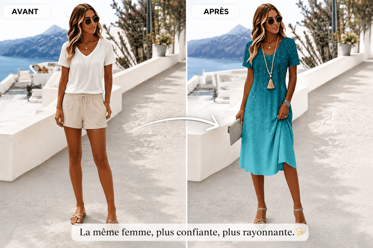 ÉLÉNA™ | Robe Midi Dégradée à l’Élégance Naturelle - ZARZII