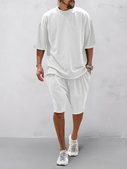 Casual Loose Fit Solid Sports Sets