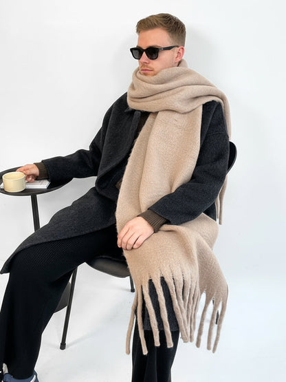 Soft Thick Mohair Tassel Scarf