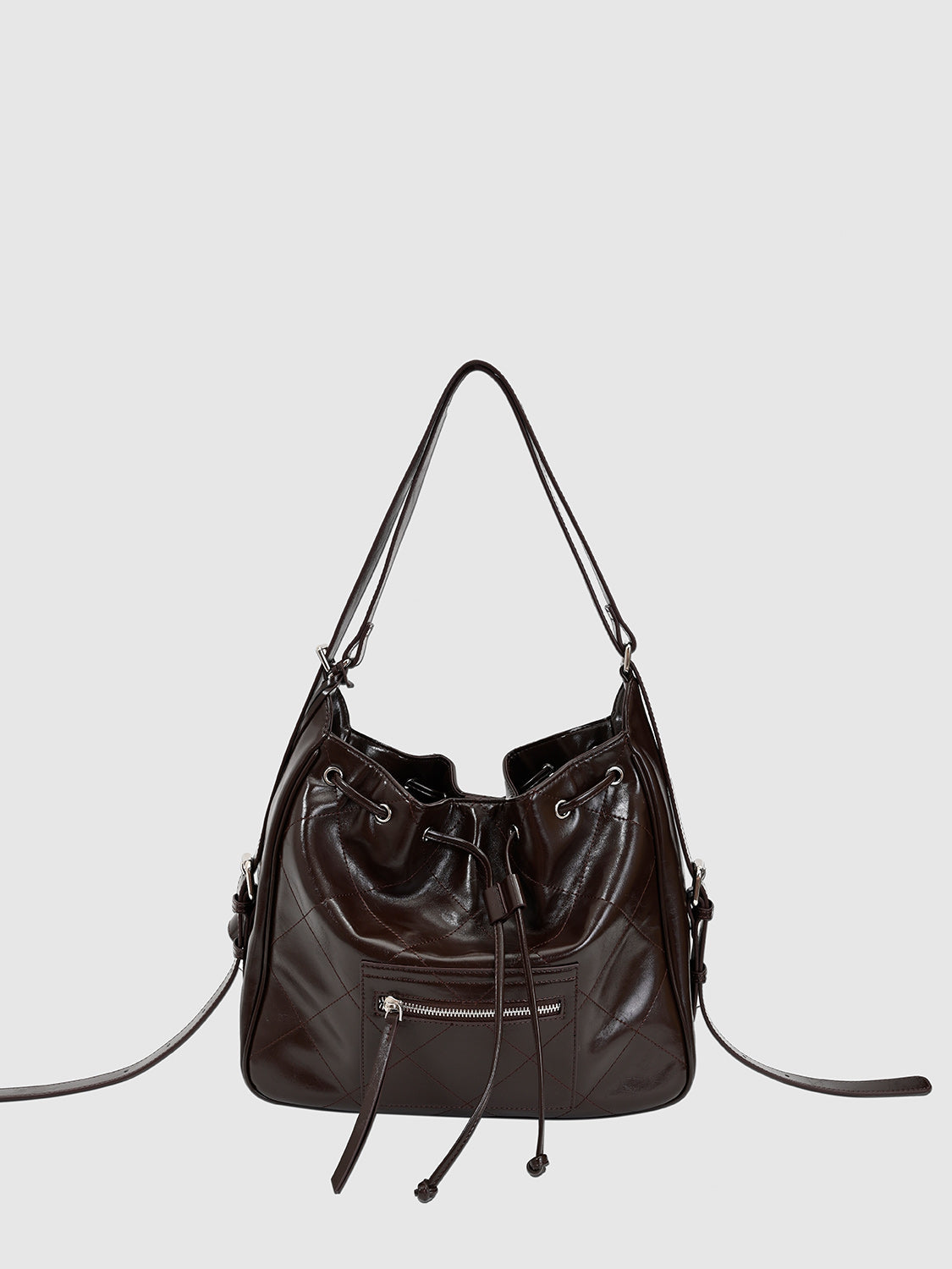 Drawstring Faux Leather Crossbody Shoulder Bags