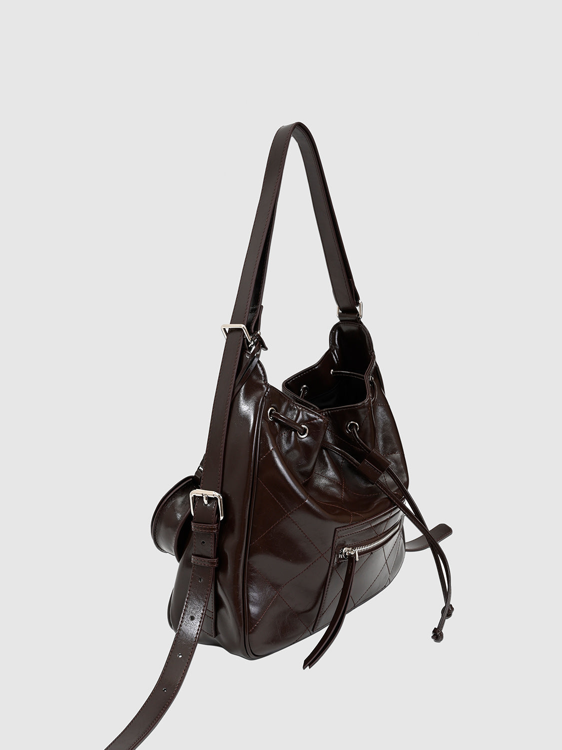 Drawstring Faux Leather Crossbody Shoulder Bags
