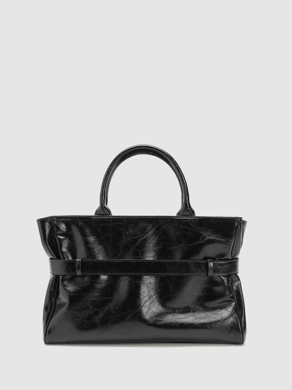 Faux Leather Belt Detail Handle Shoulder Bags