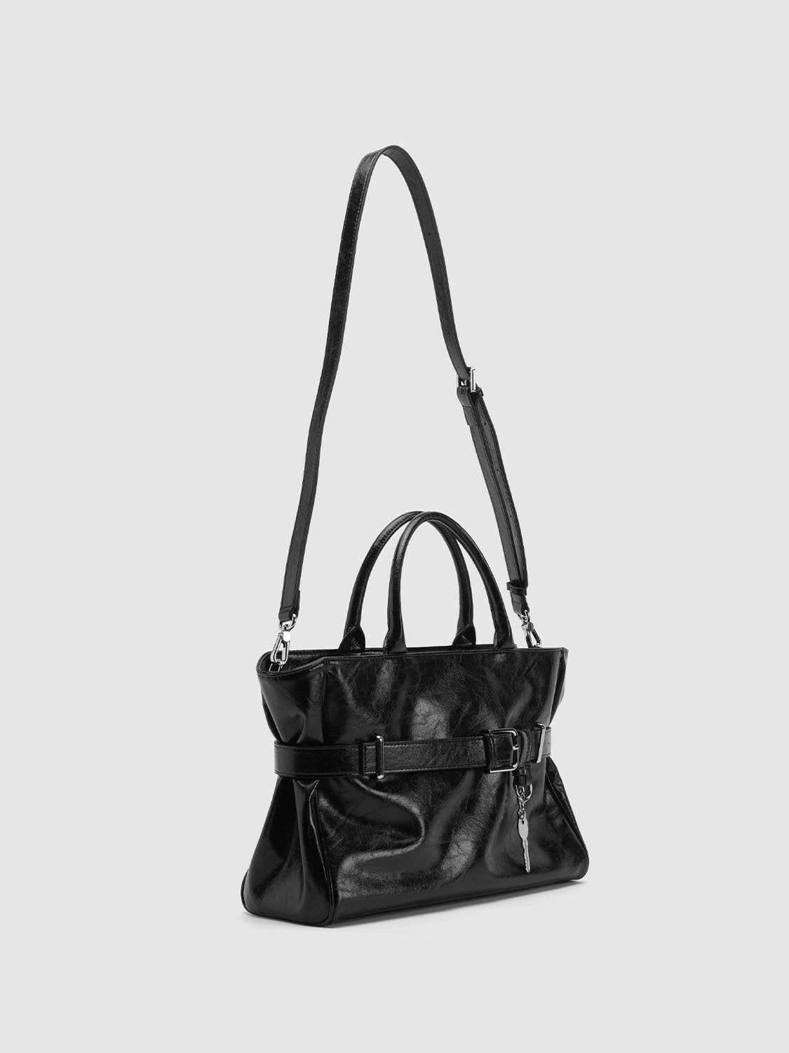 Faux Leather Belt Detail Handle Shoulder Bags