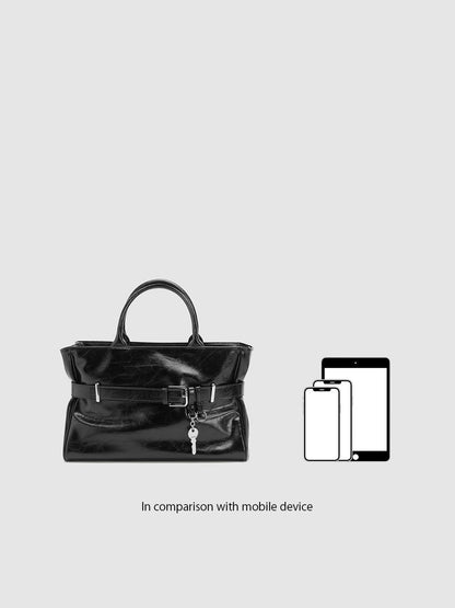 Faux Leather Belt Detail Handle Shoulder Bags