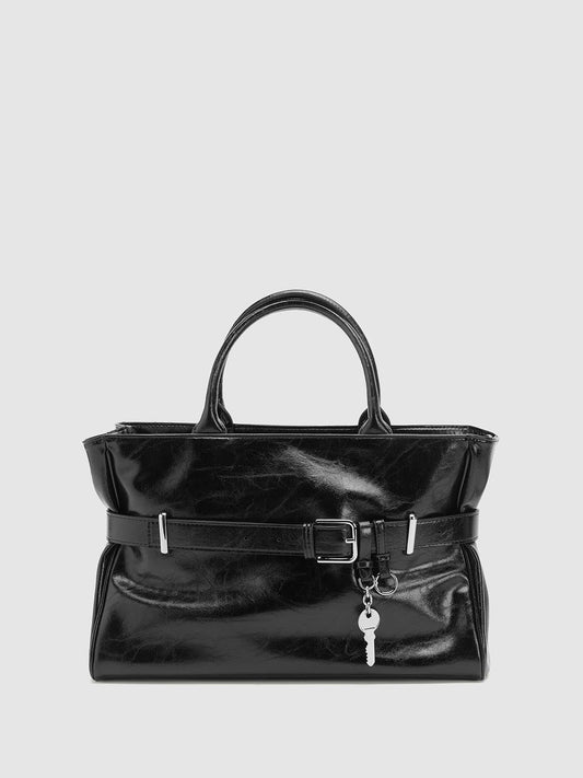 Faux Leather Belt Detail Handle Shoulder Bags