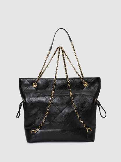 Faux Leather Chain Detail Backpacks