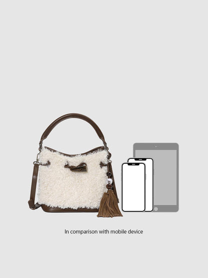 Fluffy Handle Shoulder Bags