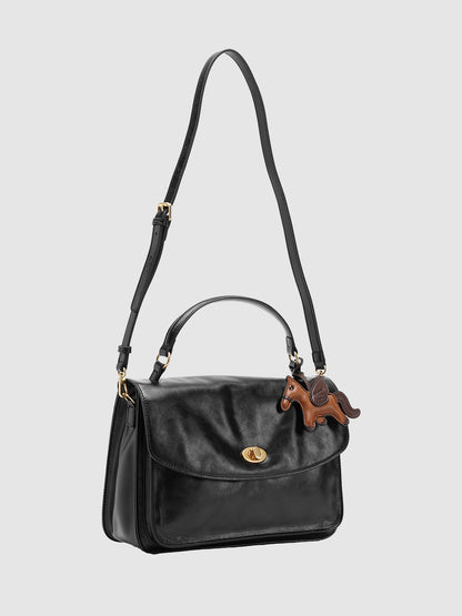 Faux Leather Handle Shoulder Satchel Bags