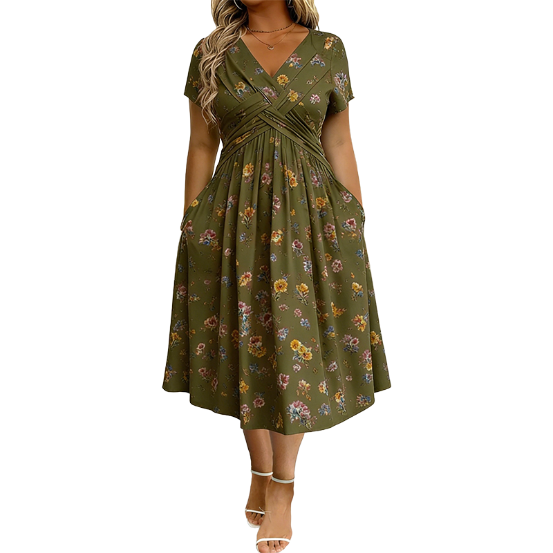 ÉLISE™ | ROBE FLORALE À TAILLE TORSADÉE - ZARZII