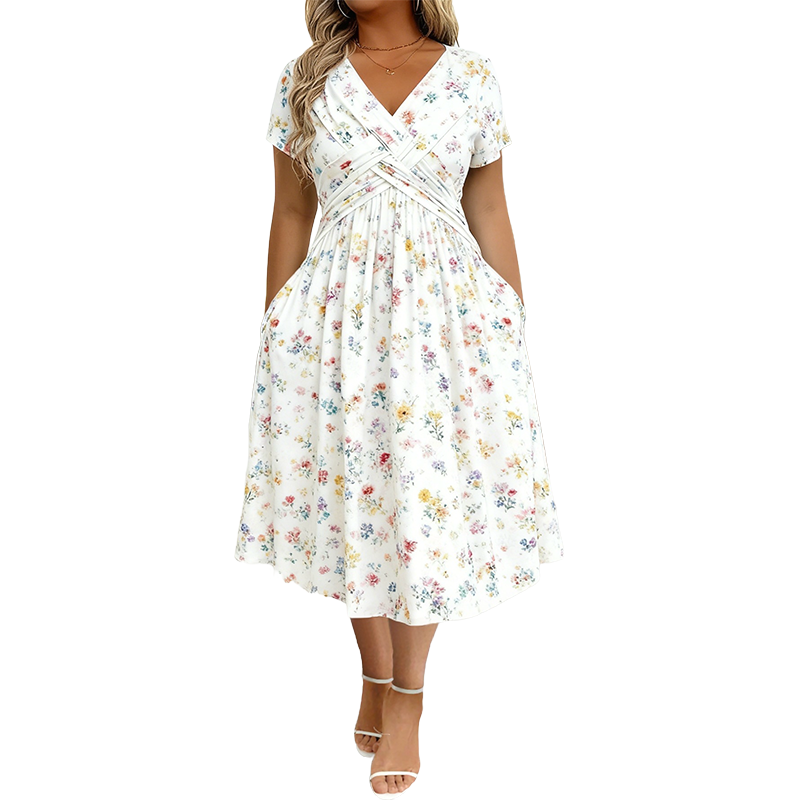 ÉLISE™ | ROBE FLORALE À TAILLE TORSADÉE - ZARZII